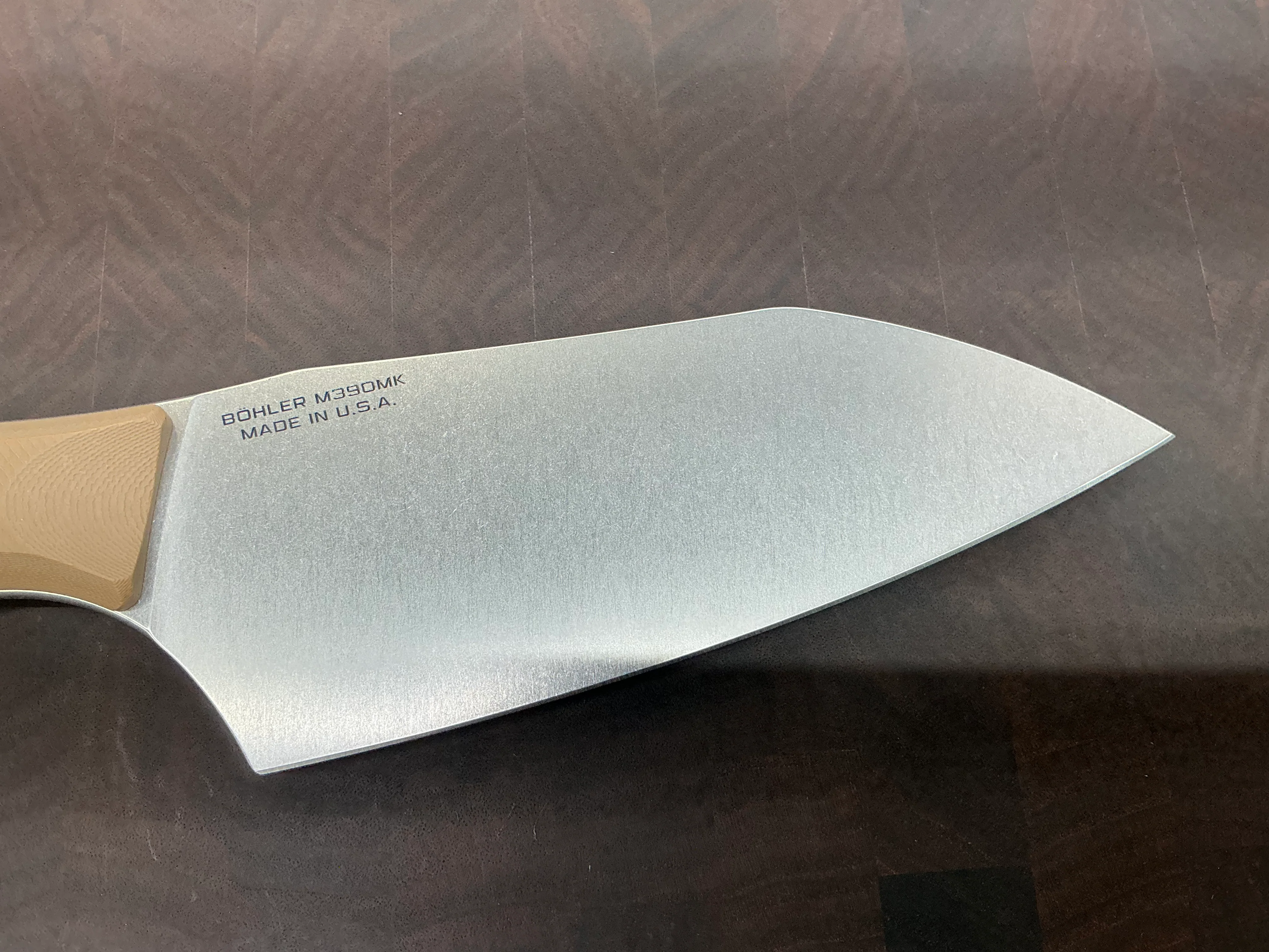 Microtech 6” Santoku M390 Tan G-10 - Image 6